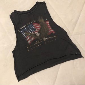 Hurley USA Gray Crop Muscle Tank